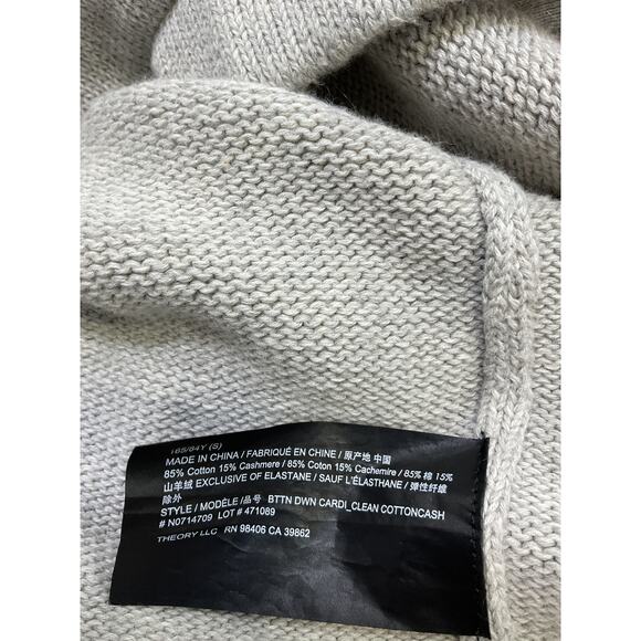 Theory Cotton-Cashmere Grey Cotton Cardigan Size S - Picture 5 of 5